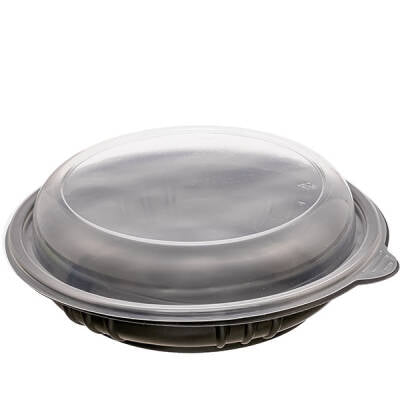 Meypak Kapaklı Siyah Salata Kasesi 1000 gr (Sıcağa Dayanıklı)