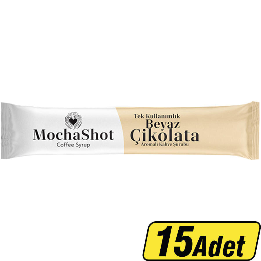 Mocha Shot Beyaz Çikolata Aromalı Tek Kullanımlık Kahve Şurubu 13 ml x 15'li