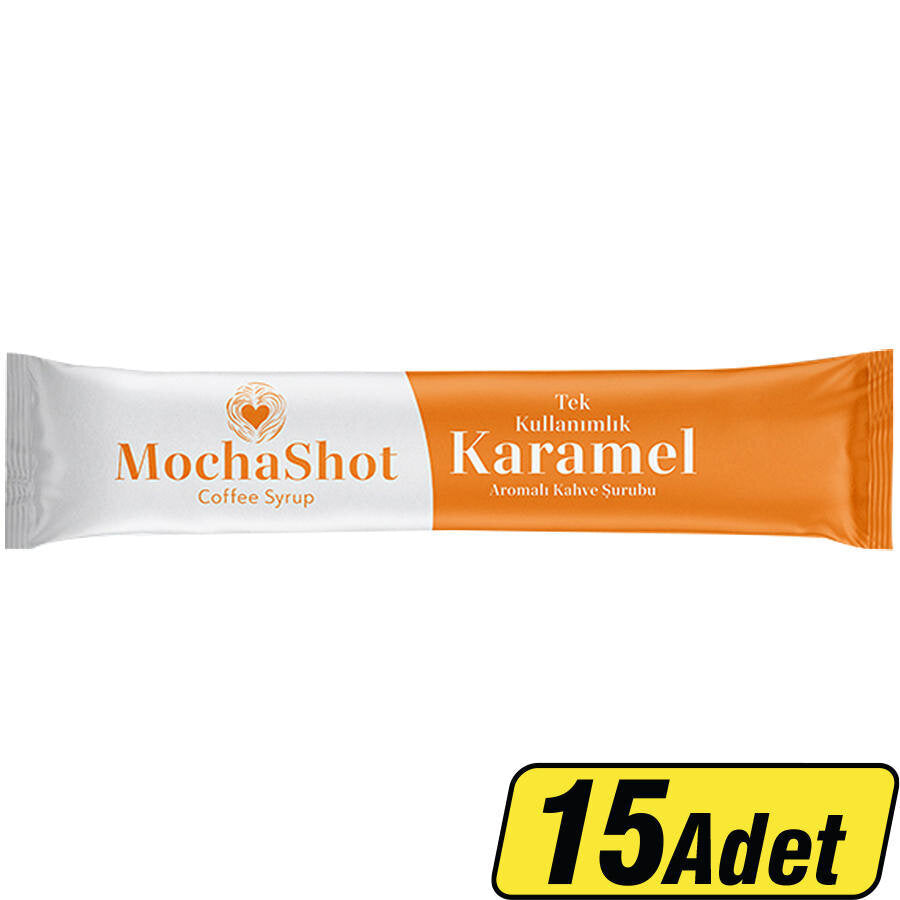 Mocha Shot Karamel Aromalı Tek Kullanımlık Kahve Şurubu 13 ml x 15'li