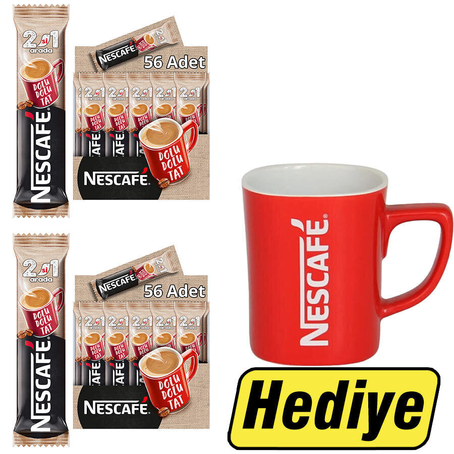 Nescafe 2'si 1 Arada Kahve 10 gr 56'lı Paket 2 Adet + Nescafe Kupa Tekli Hediye