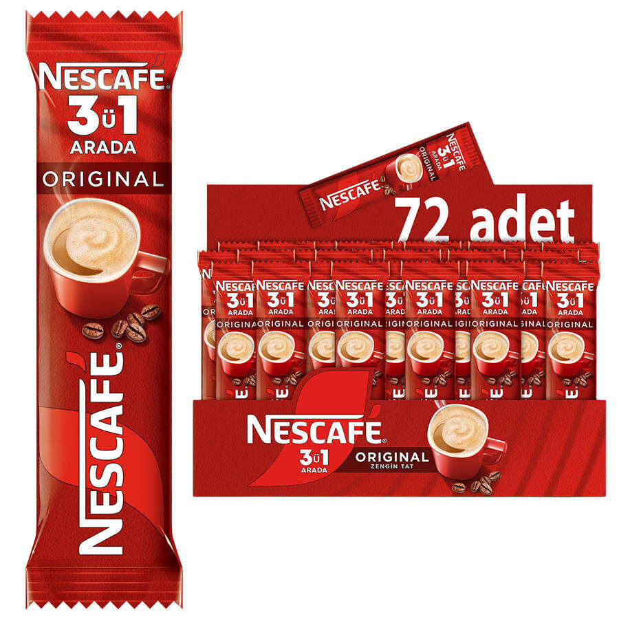 Nescafe 3'ü 1 Arada Kahve 17,5 gr 72'li Paket 2 Adet + Nescafe Kupa Tekli Hediye