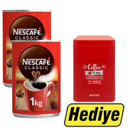 Nescafe Classic Kahve Teneke Kutu 1 kg 2 Adet + Nescafe Red Coffee Box Tekli Hediye