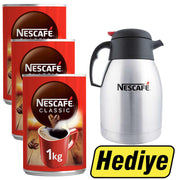 Nescafe Classic Kahve Teneke Kutu 1 kg 3 Adet + Nescafe Çelik Termos 1,5 Lt Tekli Hediye
