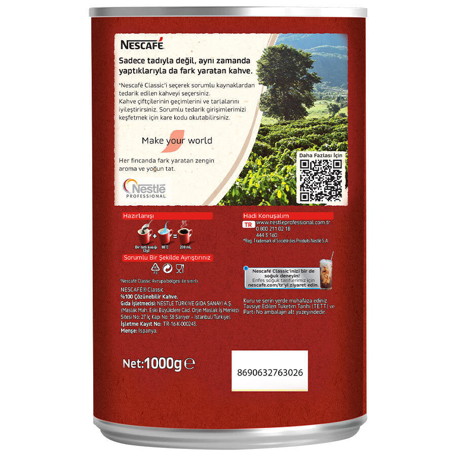 Nescafe Classic Kahve Teneke Kutu 1 kg 6 Paket - Koliyle Al Kazan
