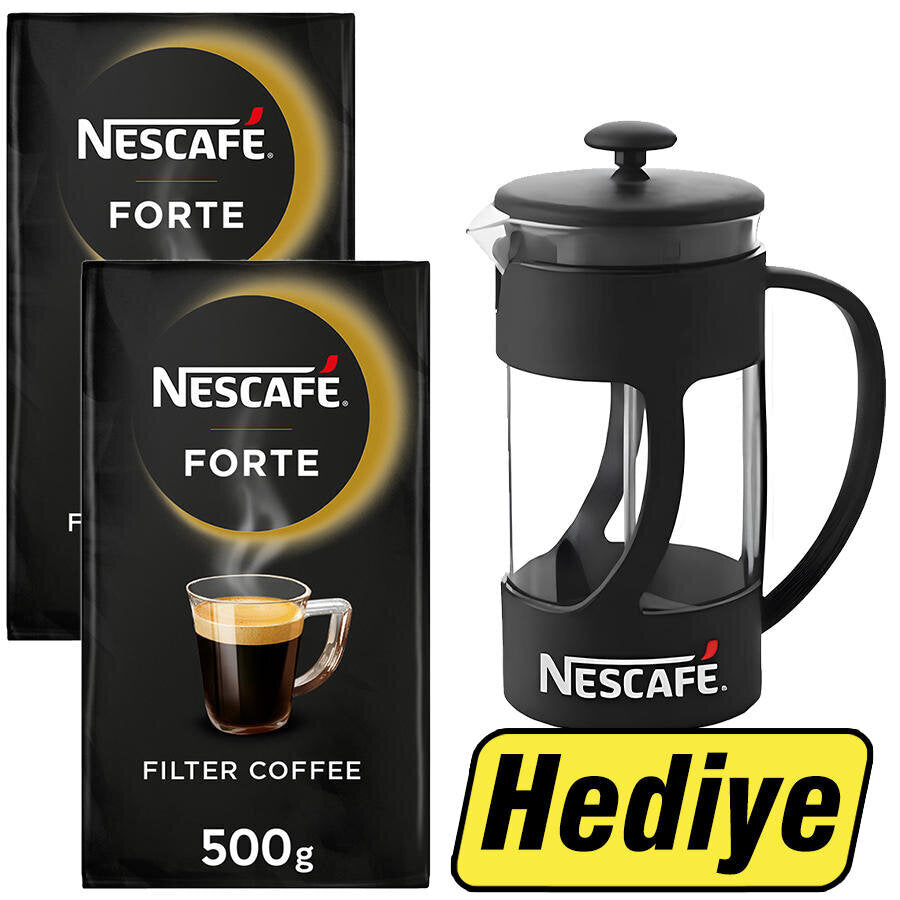 Nescafe Forte Filtre Kahve 500 gr 2 Adet + Nescafe French Press Hediye