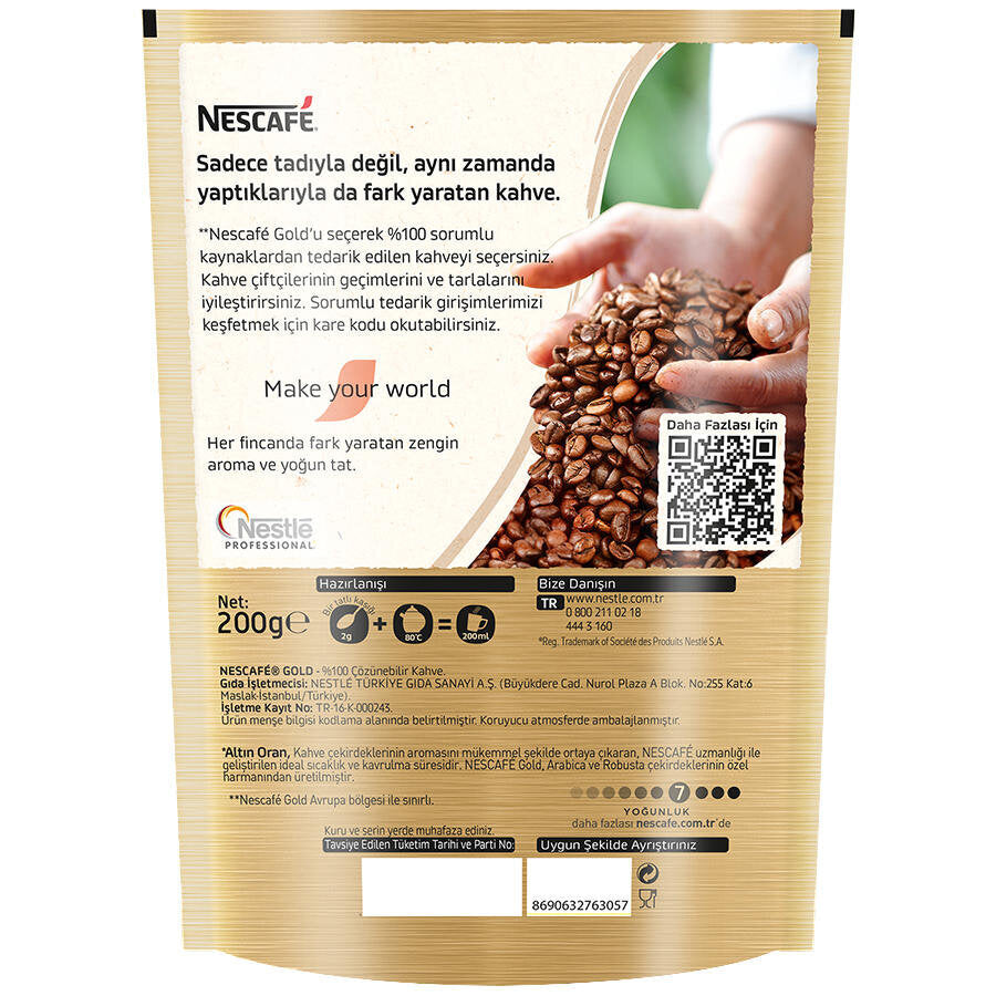 Nescafe Gold Kahve Poşet 200 gr 4 Adet + Nescafe Kupa 2'li Hediye