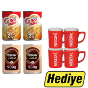 Nestle Coffee Mate Kahve Beyazlatıcı 2 kg 2 Adet + Nescafe Gold Kahve Teneke Kutu 900 gr 2 Adet + Nescafe Kupa 4'lü Hediye