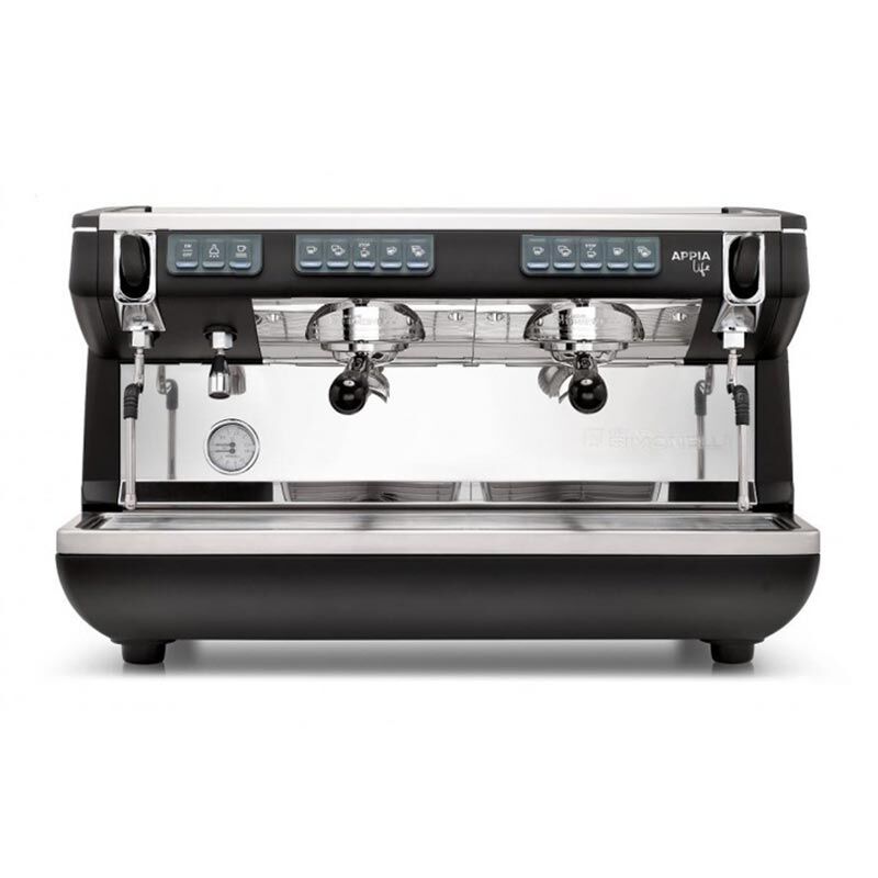 Nuova Simonelli Appia Life 2 Gruplu Espresso Kahve Makinesi + Fiorenzato F64E Kahve Değirmeni, 12 Parça Kafe Seti, Siyah