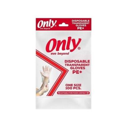 Only PE+ Tek Kullanımlık Şeffaf Eldiven - Tek Beden
