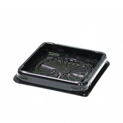 Özge Plastik Kare Pasta Kabı Siyah Taban 12x12x9cm