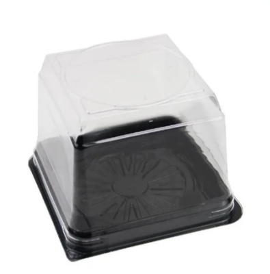 Özge Plastik Kare Pasta Kabı Siyah Taban 12x12x9cm