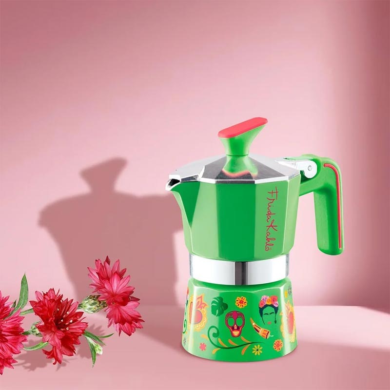 Pedrini Frida Kahlo Moka Pot, 3 Cup, Yeşil