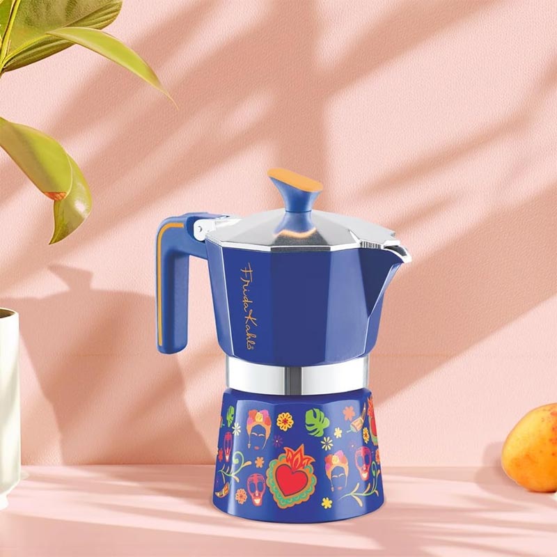 Pedrini Frida Kahlo Moka Pot, 6 Cup, Mavi