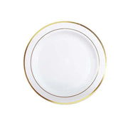 Plastik Gold Renk İşlemeli Beyaz Tabak 26 cm - 6 Adet