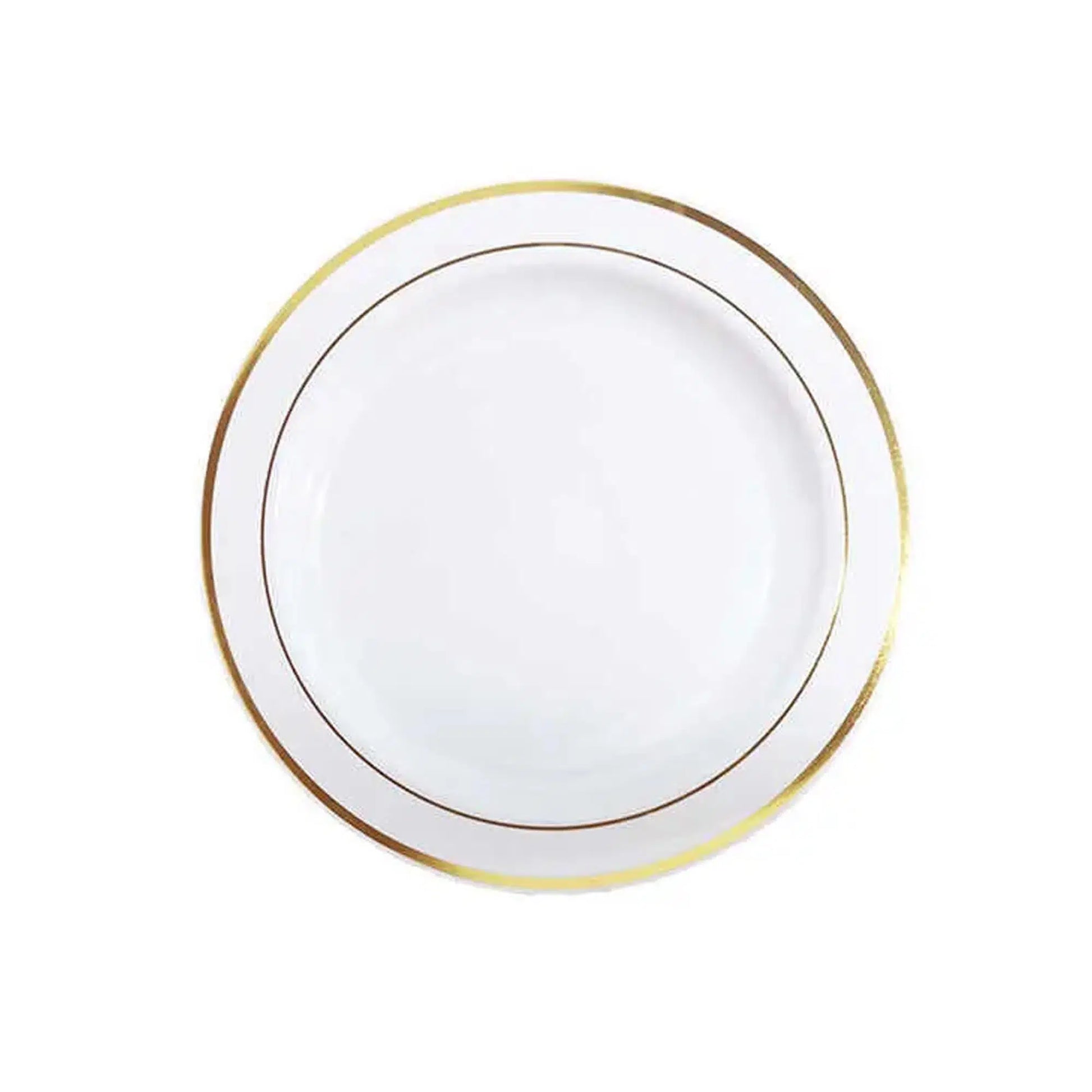 Plastik Gold Renk İşlemeli Beyaz Tabak 26 cm - 6 Adet