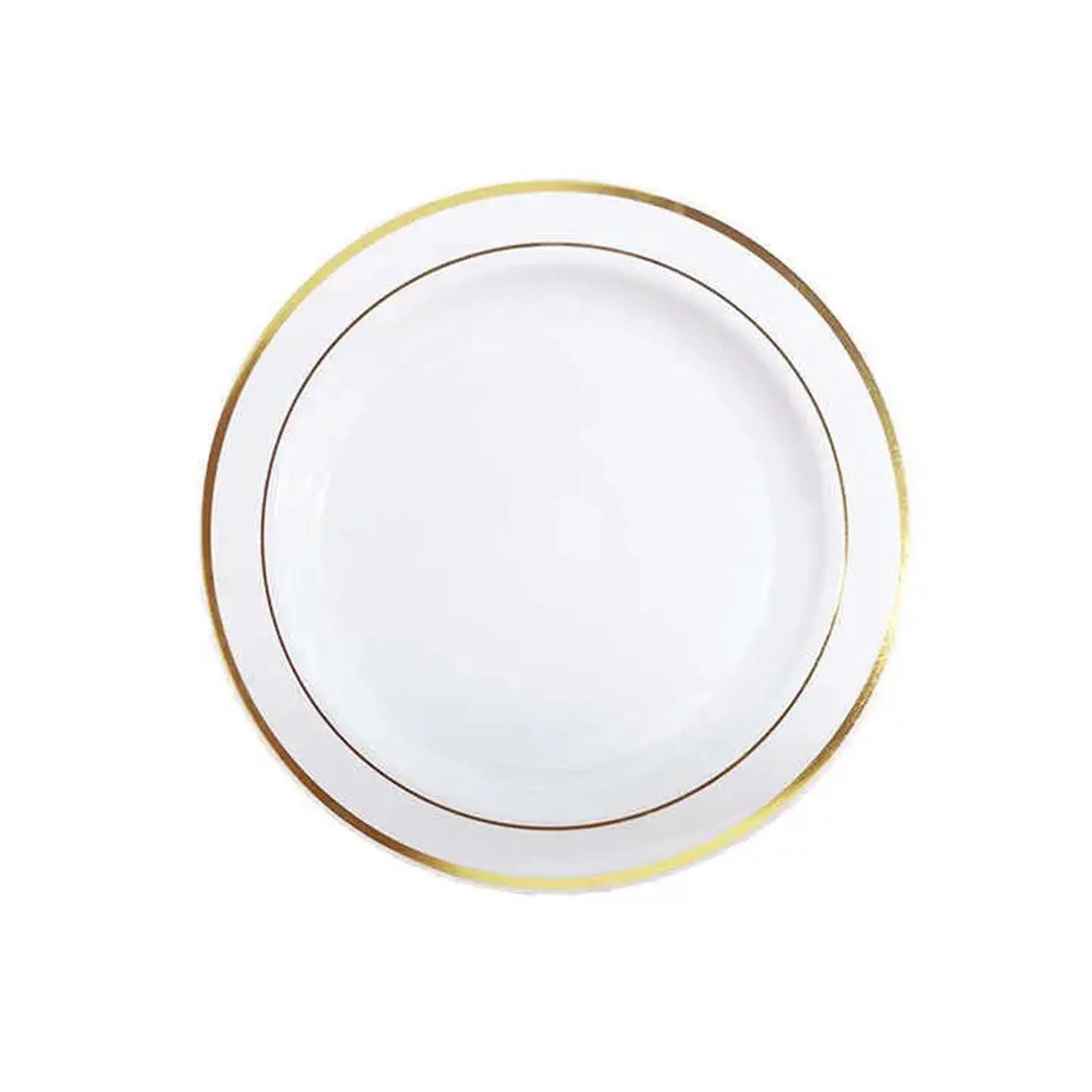 Plastik Gold Renk İşlemeli Beyaz Tabak 26 cm - 6 Adet