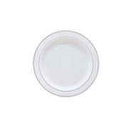 Plastik Gümüş Renk İşlemeli Beyaz Tabak 19 cm - 6 Adet