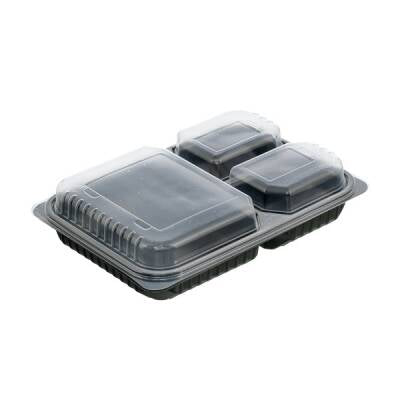 Policap 3 Bölmeli Siyah Kebap Kabı Seti