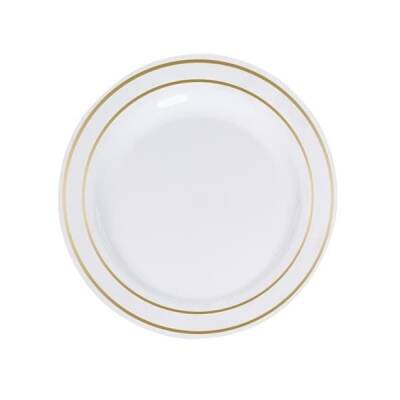 Porselen Görünümlü Altın Yaldızlı Plastik Tabak 19 cm 6'lı