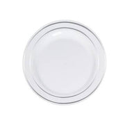 Porselen Görünümlü Gümüş Şeritli Plastik Tabak 19 cm