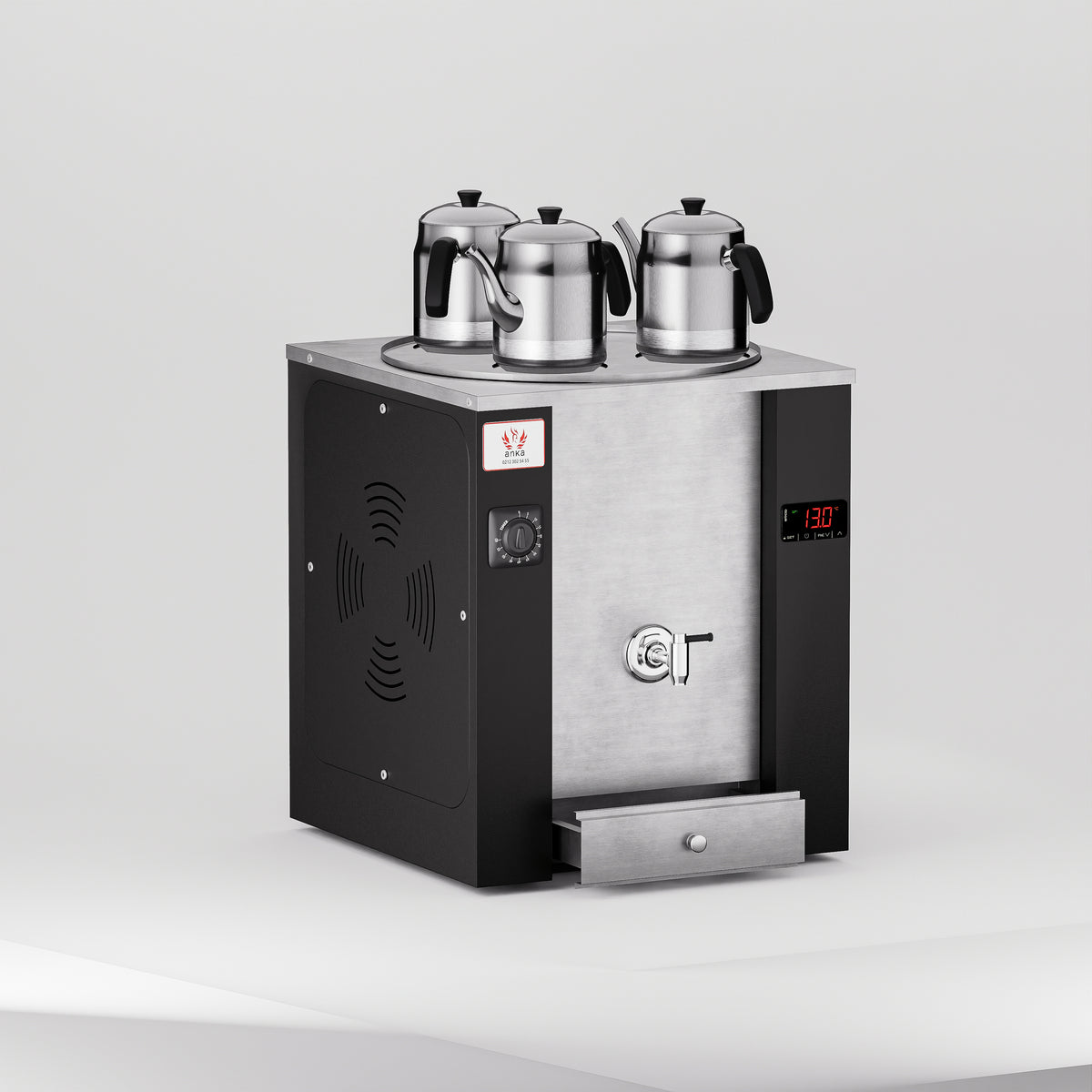 Pro Exper Çay Makinesi 25 LT 3 Demlik yan görünüm