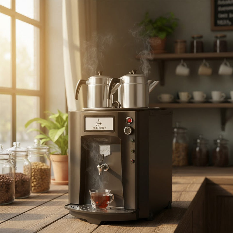 Remta DE10P Premium Jumbo Çay Makinesi, 3 Demlikli, 40 L, Elektrikli, Siyah
