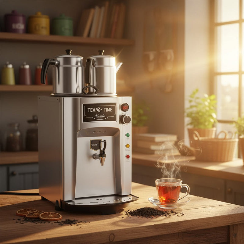Remta DE12P 2 Demlikli Premium Jumbo Çay Makinesi, 15 L, Elektrikli, Gri