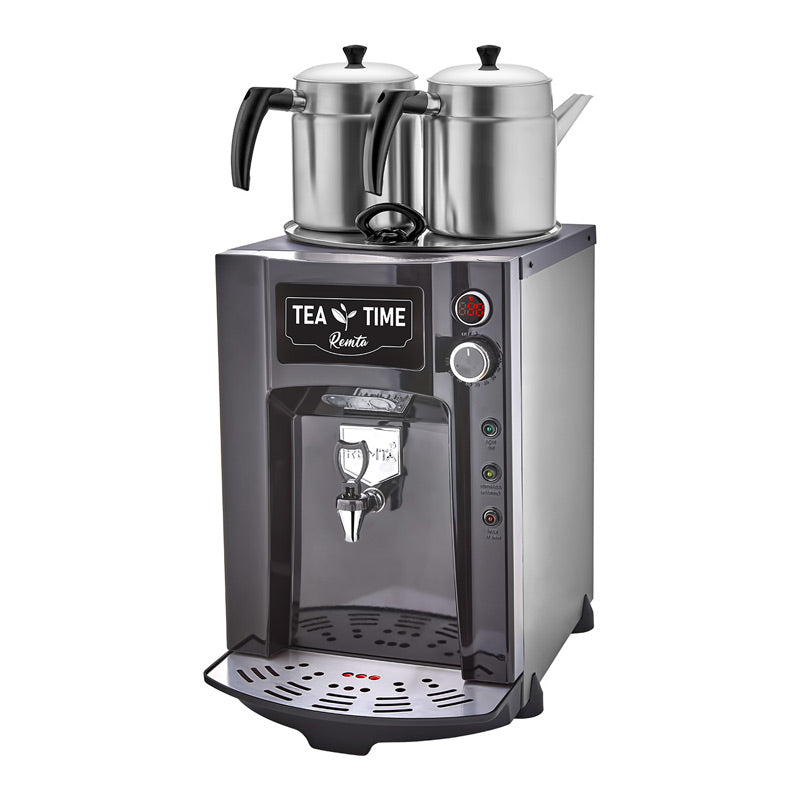 Remta DE12P Premium Jumbo Çay Makinesi, 2 Demlikli, 15 L, Elektrikli, Siyah