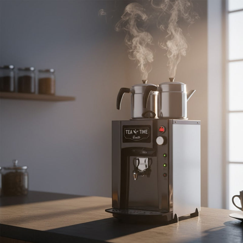Remta DE12P Premium Jumbo Çay Makinesi, 2 Demlikli, 15 L, Elektrikli, Siyah