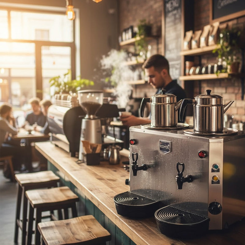 Remta DE15 Jumbo Çay Makinesi, 2 Demlikli, 9+9 L, Elektrikli, Gri