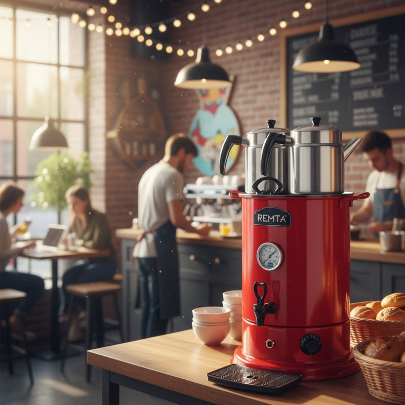 Remta EL11 Elite Çay Makinesi, 2 Demlikli, 20 L, Elektrikli, Kırmızı
