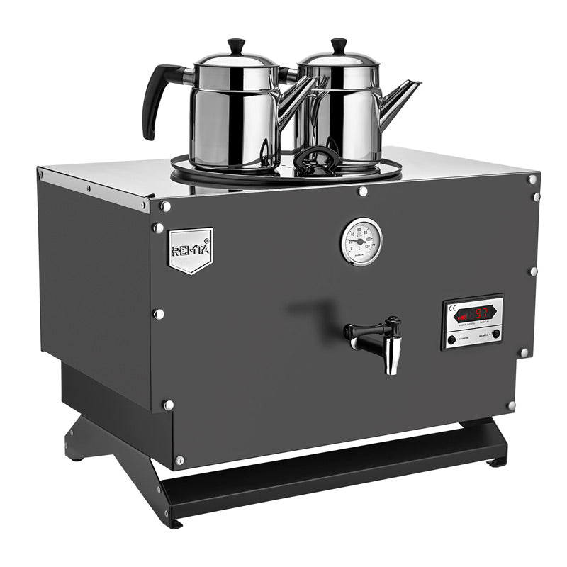 Remta EP02-L Çift Cidarlı 2 Demlikli Çay Makinesi, 20 L, Elektrikli, Siyah