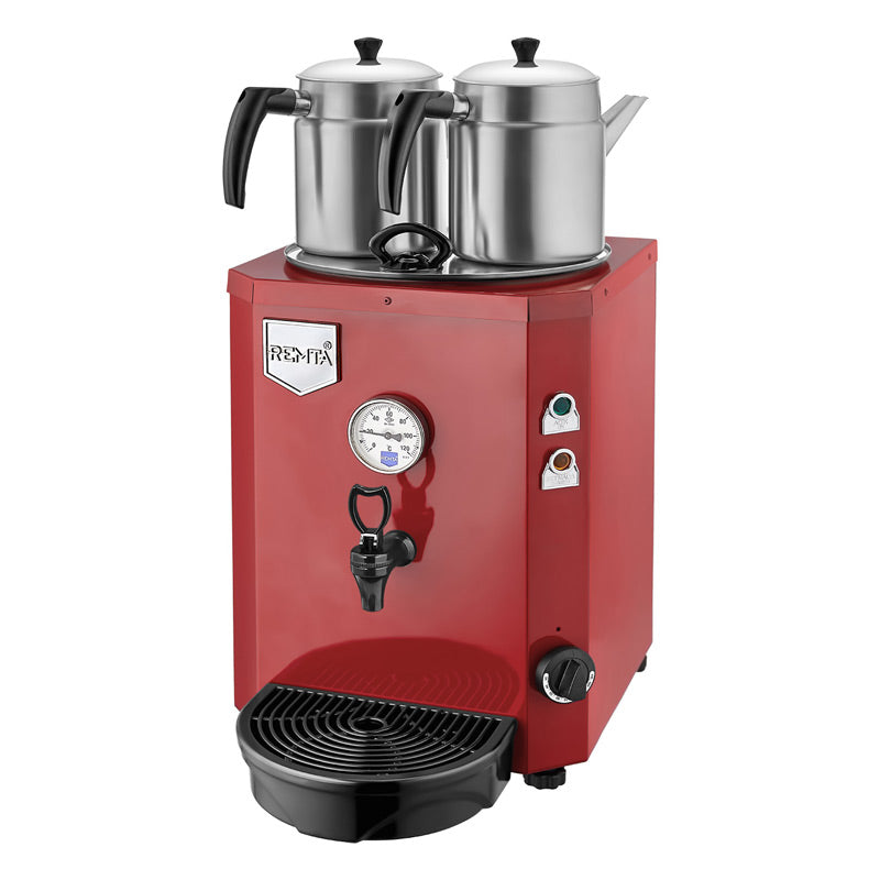 Remta DE12 Jumbo Çay Makinesi, 2 Demlikli, 13 L, Elektrikli, Kırmızı