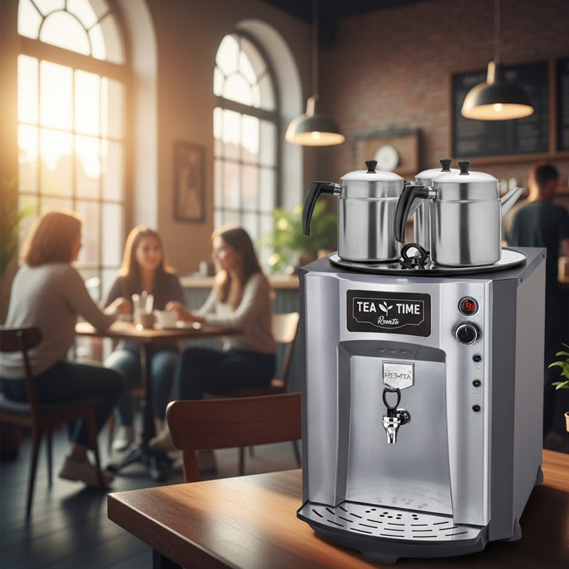 Remta DE10SP Premium Jumbo Şamandıralı Çay Makinesi, 3 Demlikli, 40 L, Elektrikli Gri
