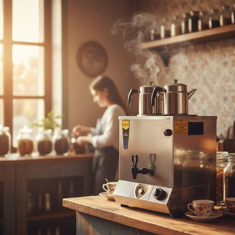 Remta TT02 Pleytsiz Çift Demlikli Çay Makinesi, 17 L, Elektrikli