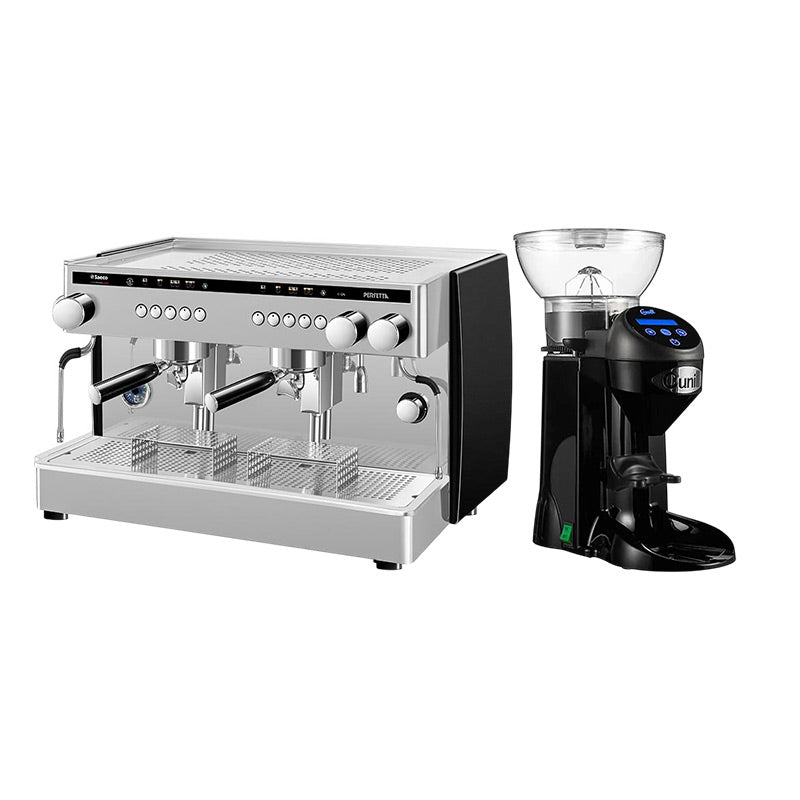 Saeco Perfetta Espresso Kahve Makinesi, Tall Cup, 2 Gruplu, Siyah + Cunill Tranquilo Tron Kahve Değirmeni