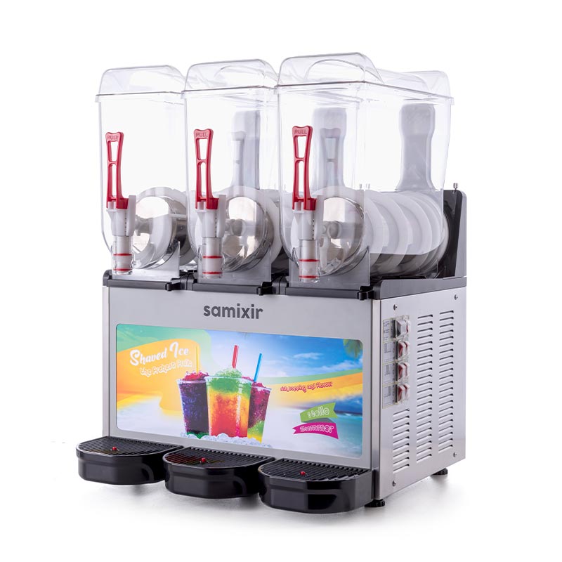 Samixir SLUSH36 Allure Triple Ice Slush Granita Milkshake ve Soğuk Meyve Suyu Dispenseri, 12+12+12 L, Inox