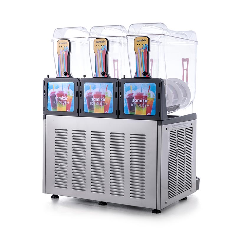 Samixir SLUSH36 Allure Triple Ice Slush Granita Milkshake ve Soğuk Meyve Suyu Dispenseri, 12+12+12 L, Inox