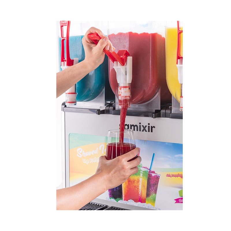 Samixir SLUSH36 Allure Triple Ice Slush Granita Milkshake ve Soğuk Meyve Suyu Dispenseri, 12+12+12 L, Inox