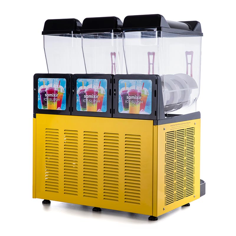 Samixir SLUSH36.Y Ice Slush Triple Milkshake Meyve Suyu Dispenseri, 12+12+12 L, Sarı