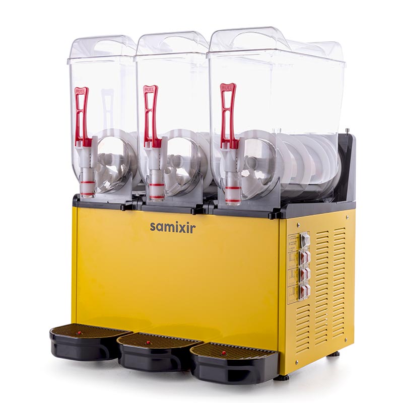 Samixir SLUSH36.Y Ice Slush Triple Milkshake Meyve Suyu Dispenseri, 12+12+12 L, Sarı
