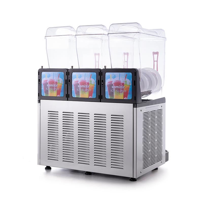Samixir SLUSH36 Triple Ice Slush Granita Milkshake ve Soğuk Meyve Suyu Dispenseri, 12+12+12 L, Inox