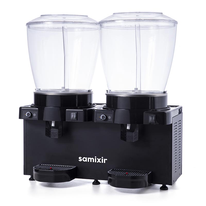 Samixir SS44 Panaromik Analog Twin Soğuk İçecek Dispenseri, 22+22 L, Fıskiyeli, Siyah