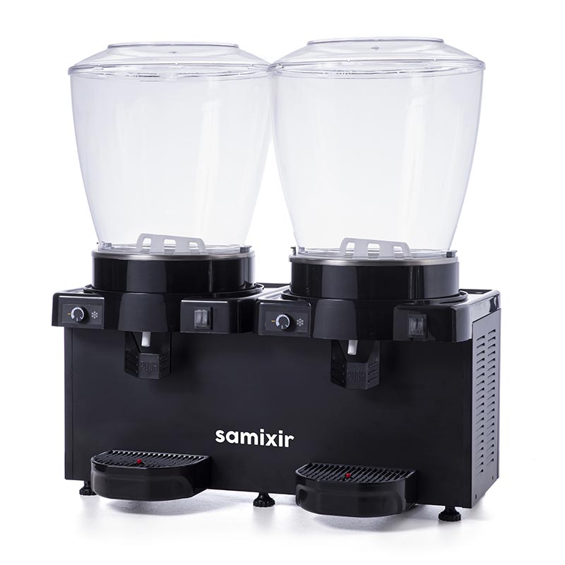 Samixir MM44.AB Panaromik Analog Twin Soğuk İçecek Dispenseri, 22+22 L, Karıştırıcılı, Siyah