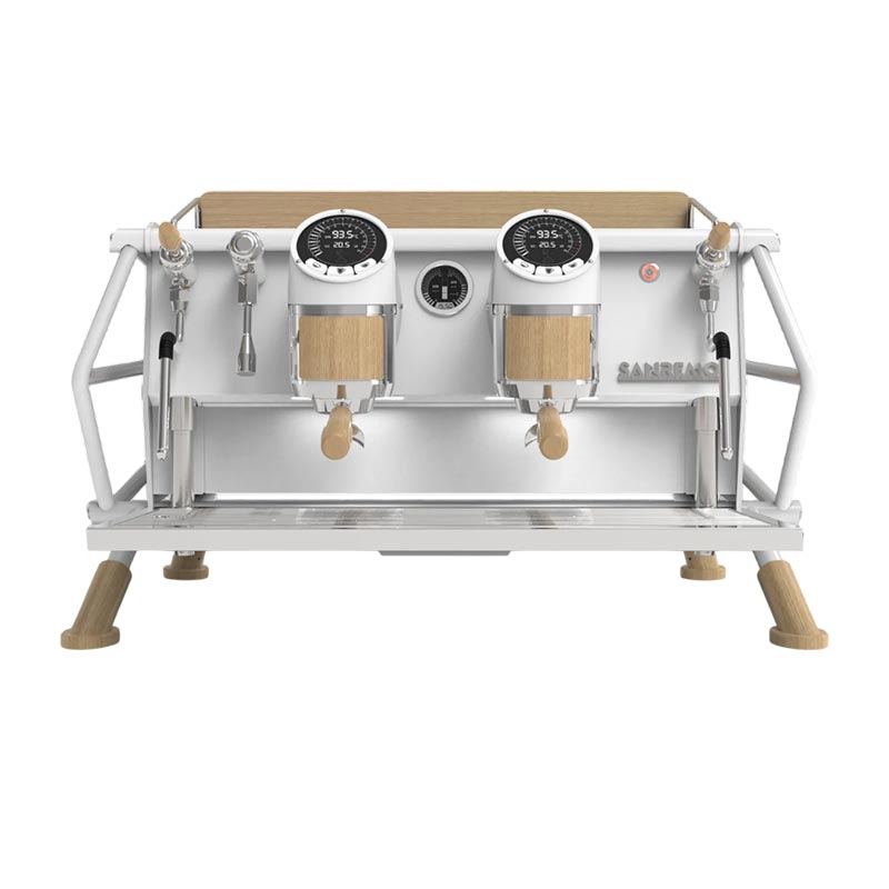 Sanremo Cafe Racer Custom Tam Otomatik Espresso Kahve Makinesi, 2 Gruplu, Beyaz-Ahşap