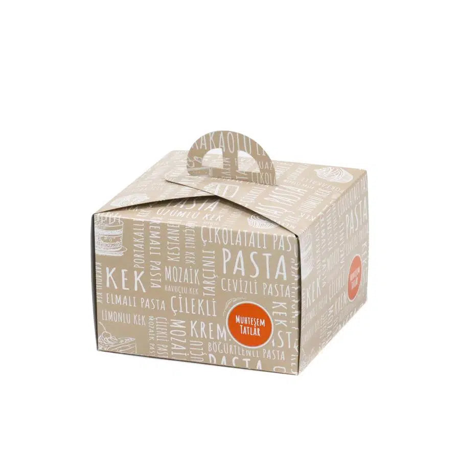 Saplı Turta Kutusu (No:0) 18x18x12 cm - 50 Adet