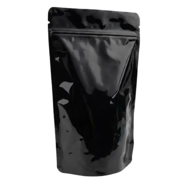 Siyah Alüminyum Kilitli Doypack, 8,5 x 14,5 + 5 CM