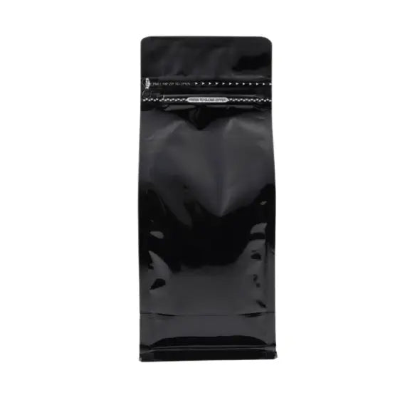 Pocket Kilitli Parlak Siyah Metalize Flat Bottom Torba, 11,5 x 21,5 + 8 CM