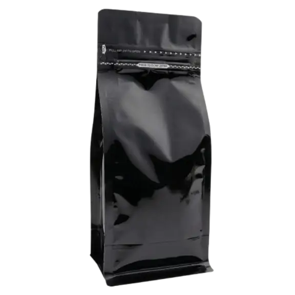 Pocket Kilitli Parlak Siyah Metalize Flat Bottom Torba, 11,5 x 21,5 + 8 CM