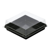 Siyah Taban Kare Pasta Kabı Set 12x12x4,5 cm